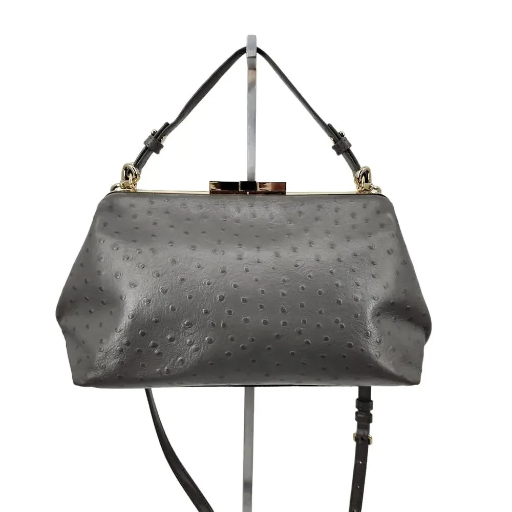 Kate Spade Grey Ostrich Embossed Leather Victoria Falls Madeline Satchel